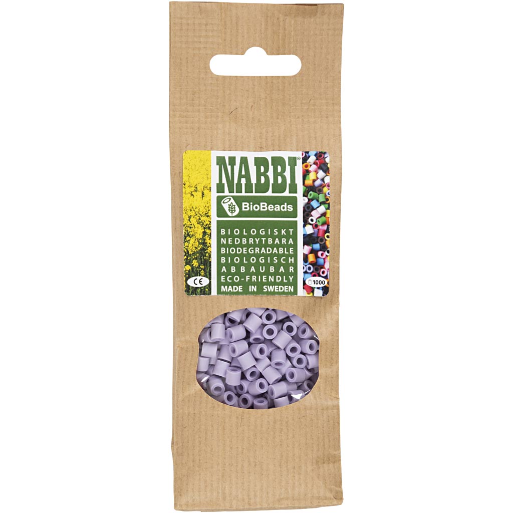 Nabbi-Bioperlen von , Größe 5x5 mm, Lochgröße 2,5 mm, mittel, lila, 1000 Stück 1 Box