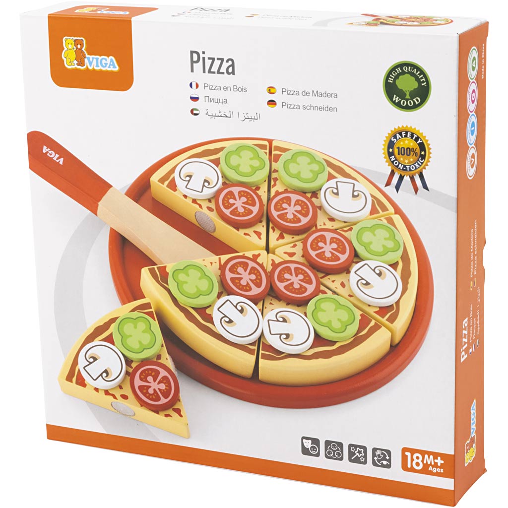 Viga Spielpizza aus Holz, Größe 23x3,5 cm, 1 Stück