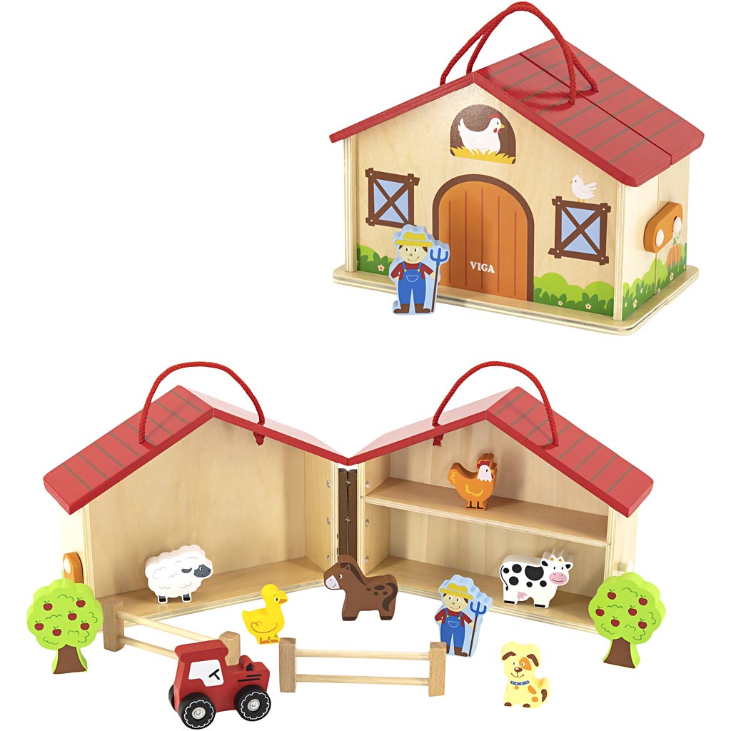 Viga Bauernhof-Set, H: 13 cm, L: 23 cm, B: 17 cm, 1 Stück