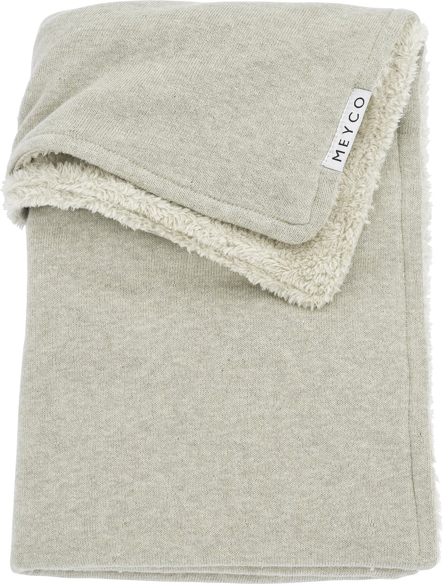 Meyco Baby-Strick-Basic-Teddy-Kinderbettdecke – Sandmelange – 100 x 150 cm – 2,0 Tog