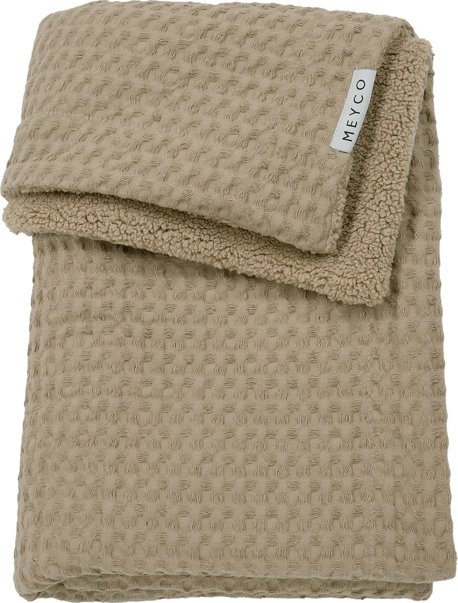 Meyco baby wafel teddy wiegdeken - taupe - 75x100cm - 2.0 tog