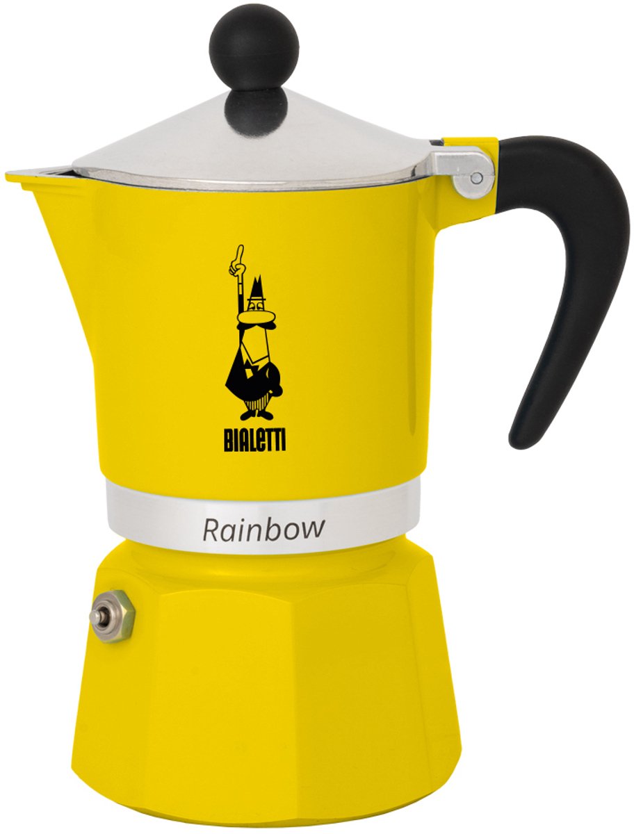 Regenbogengelbe Kaffeemaschine von Bialetti – 6 Tassen – 300 ml – authentische italienische Espressomaschine