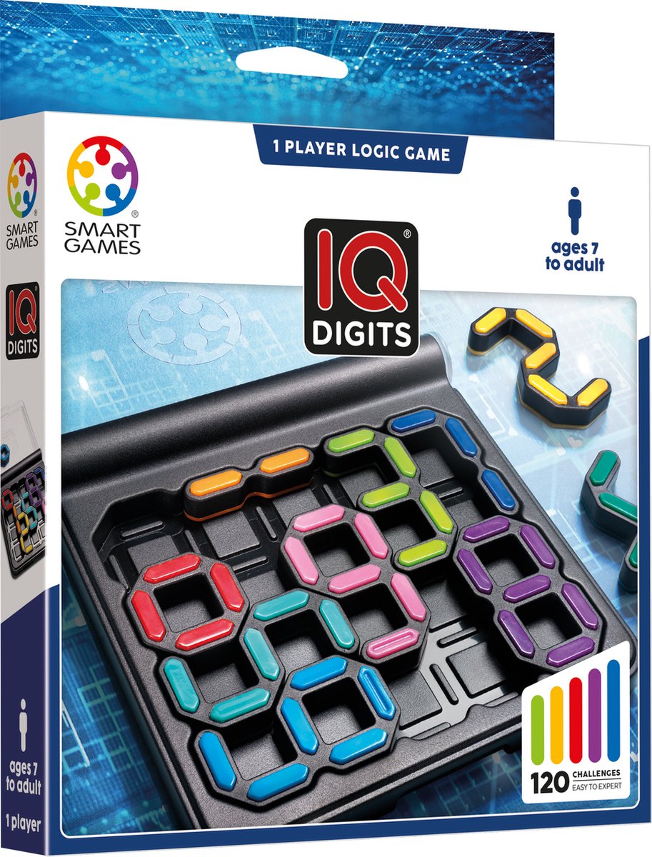Smartgames IQ Digits – logisches Denkspiel Reiserätsel – 120 Aufgaben mit Zahlen und Summen – lehrreiches Solospiel – ab 7 Jahren