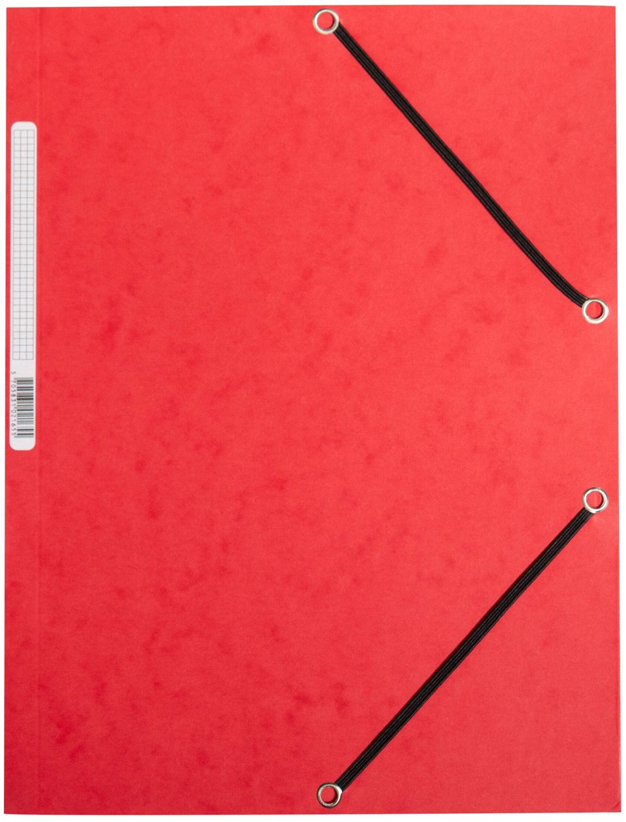 Q-connect elastomap, a4, 3 kleppen en elastieken, karton, rood 10 stuks