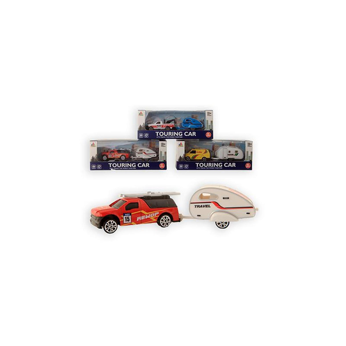 Druckgussauto mit Wohnwagen 15 cm