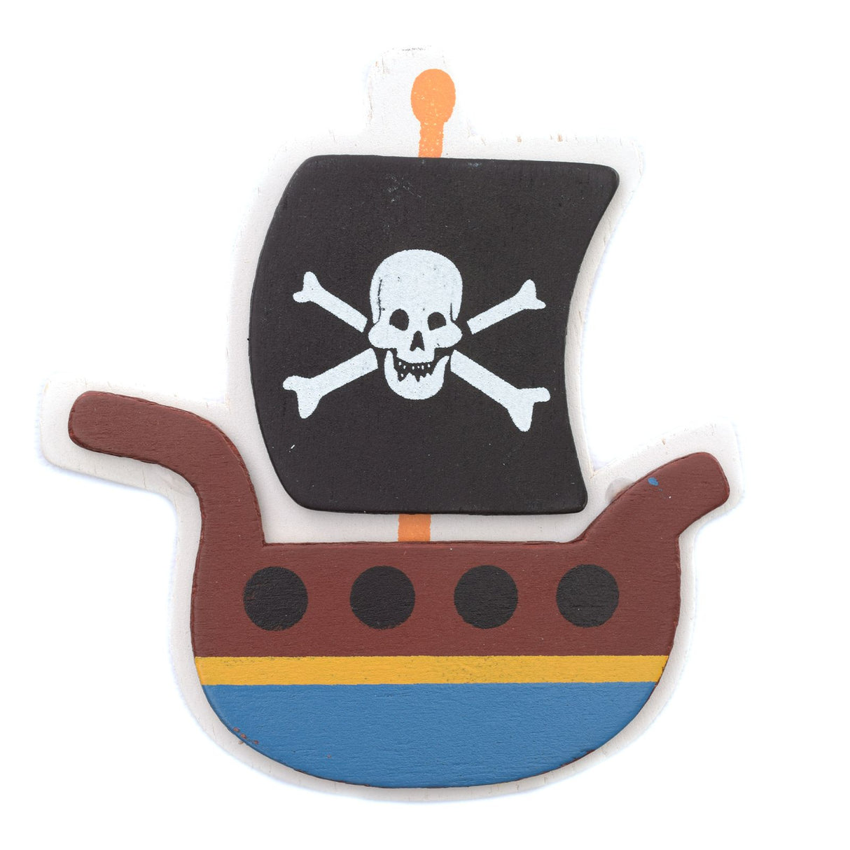 Darice • Piratenboot aus bemaltem Holz, 9,5 x 8,9 x 0,5 cm