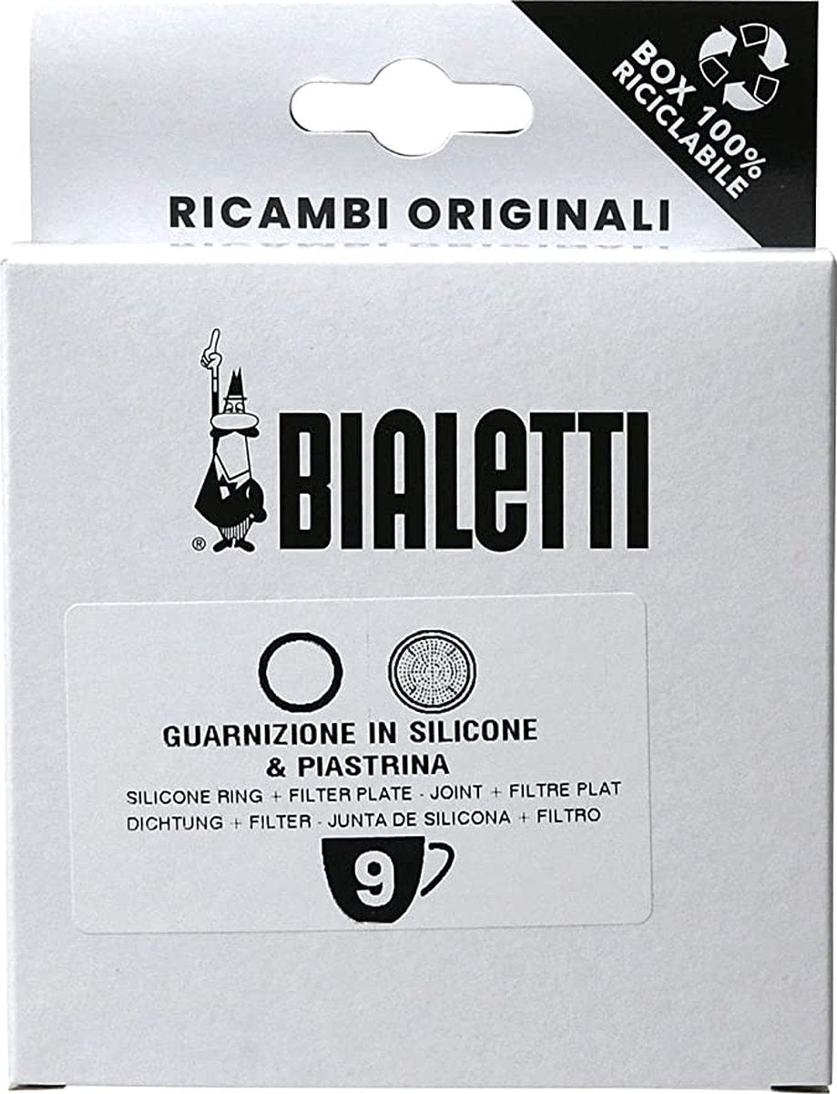 Bialetti Moka-Filterplatte aus Aluminium + 1 Silikonring 9 Köpfe