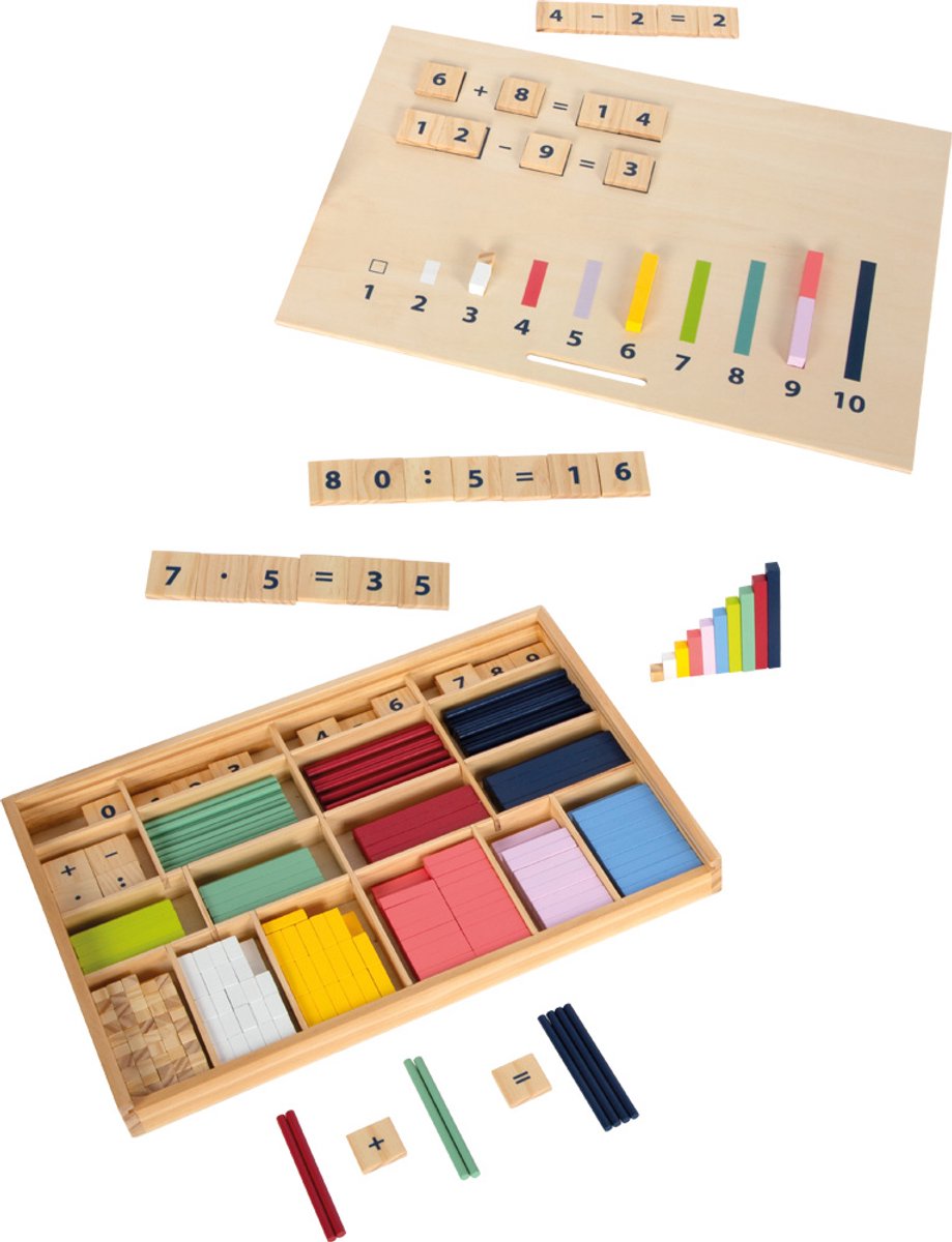 Small Foot - Lernbox aus Holz mit Mathe-Stäben und Mathe-Block-Set
