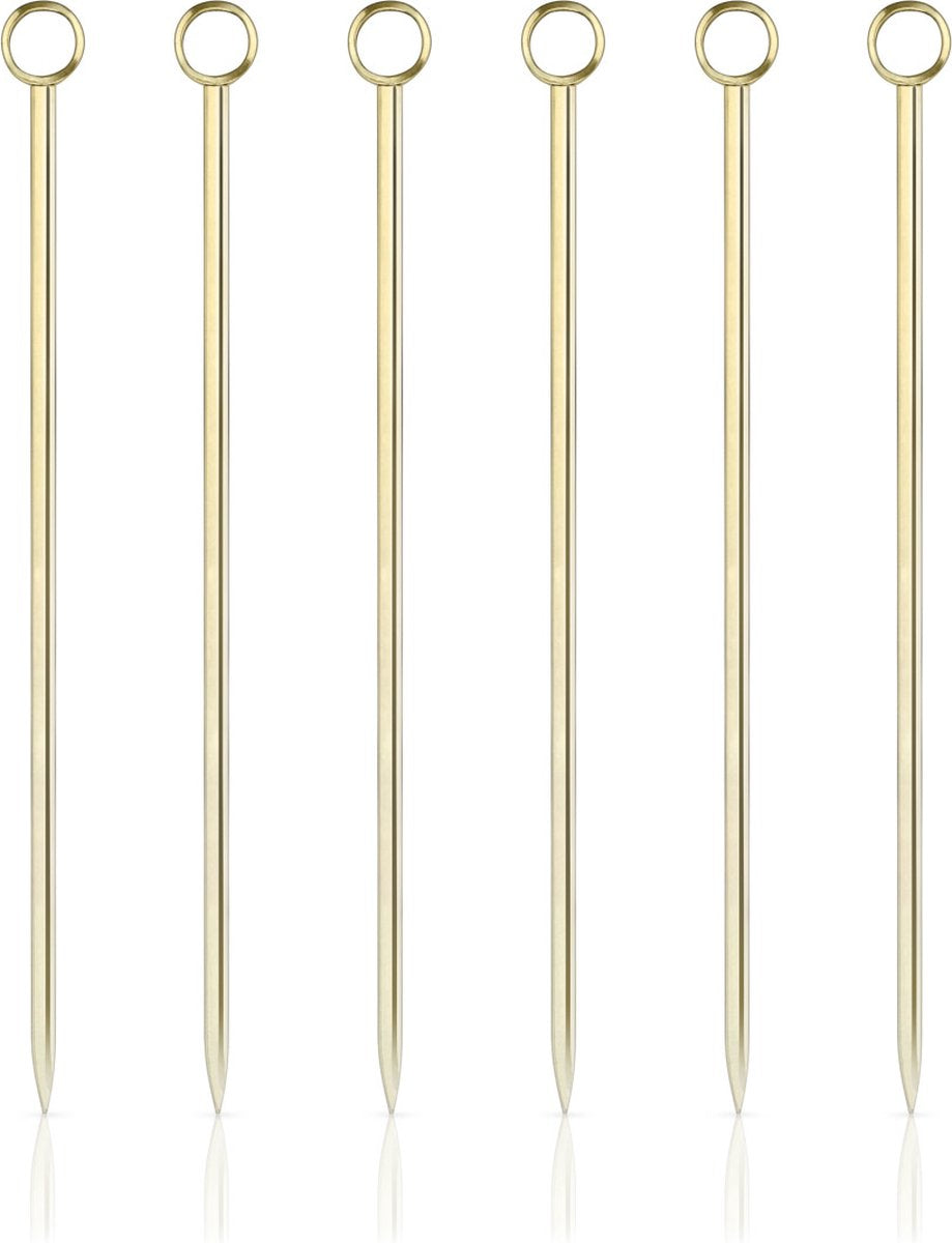 Viski Cocktailspieße – Edelstahl – goldfarben – 6 Stück