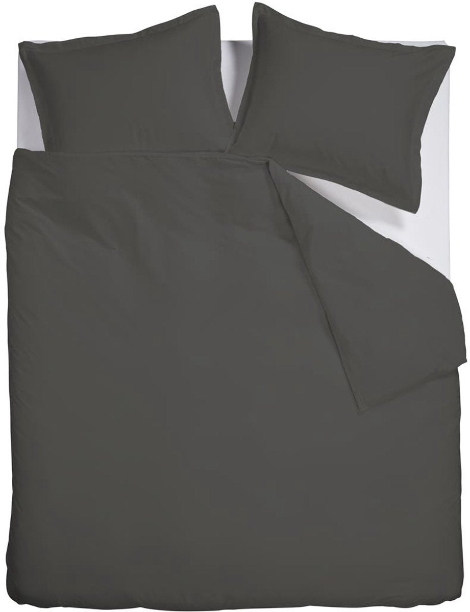 Ambiante satin uni dekbedovertrek - tweepersoons - 200x200 220 cm - donker grijs
