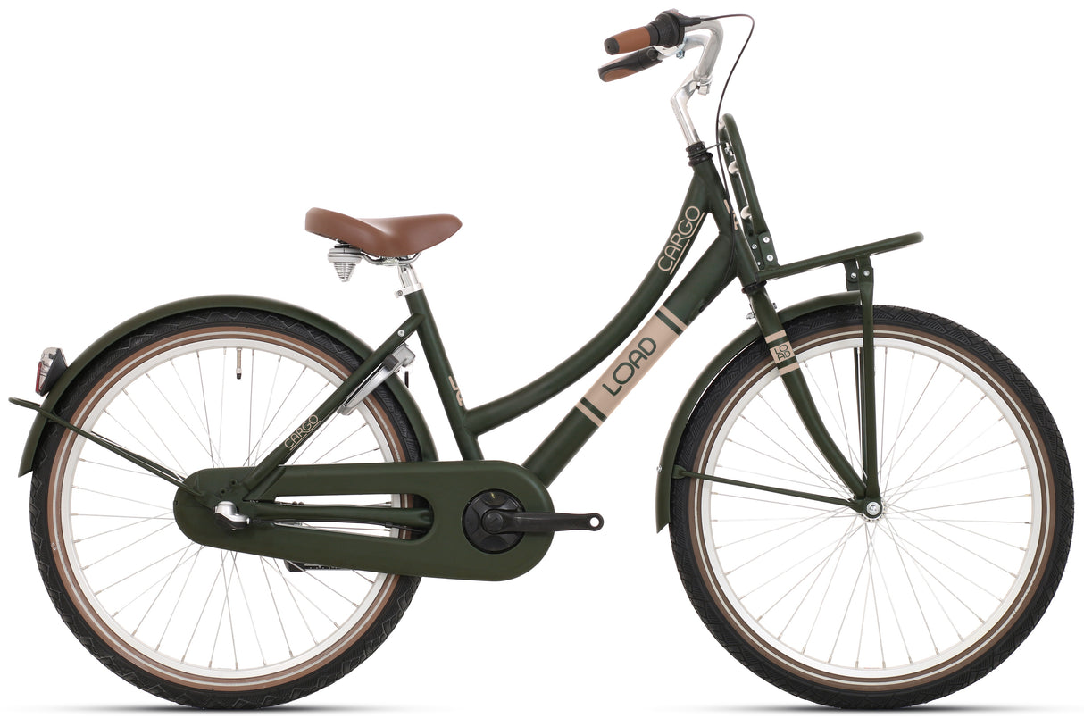 Bikefun Kinderfahrrad Lastenrad 24 Zoll mit Nexus 3 Gang Bremsnabe – Elegance Mattgrün