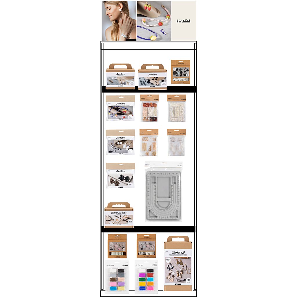 Creativ Company Bodendisplay, unmontiert, Kategorie, Schmuckton, Erwachsene, H: 1580 mm, L: 600 mm, B: 400 mm, 97 Einheiten. 1 Stück