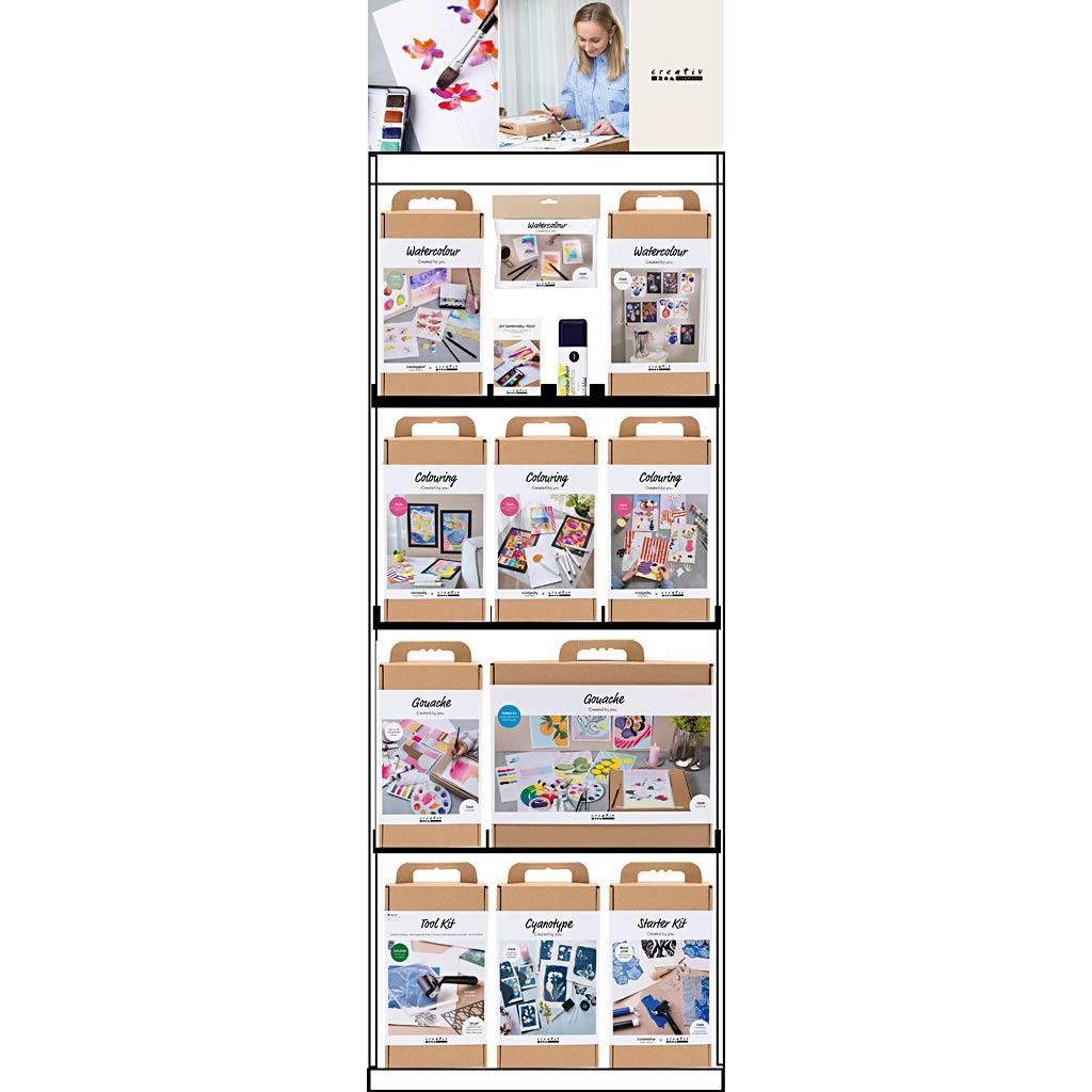 Creativ Company Bodendisplay, montiert, Hero Art Supplies, Erwachsene, H: 1580 mm, L: 600 mm, B: 400 mm, 84 Einheiten. 1 Stück