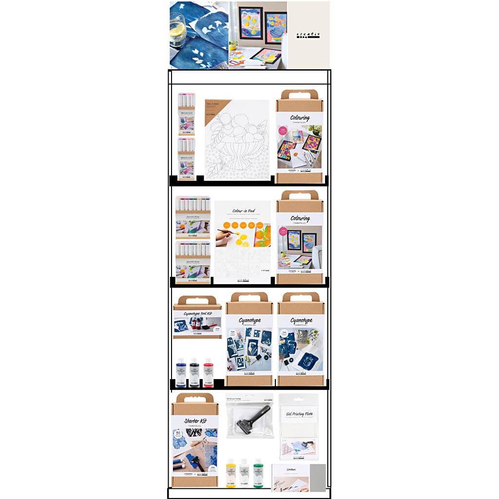 Creativ Company Bodendisplay, unmontiert, Kategorie, Farbdruck, Erwachsene, H: 1580 mm, L: 600 mm, B: 400 mm, 133 Einheiten. 1 Stück