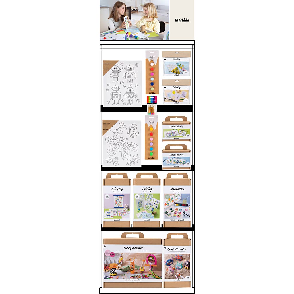 Creativ Company Bodendisplay, zerlegt, Kategorie, Dekoration und Kunst für Kinder, H: 1580 mm, L: 600 mm, B: 400 mm, 104 Einheiten. 1 Stück