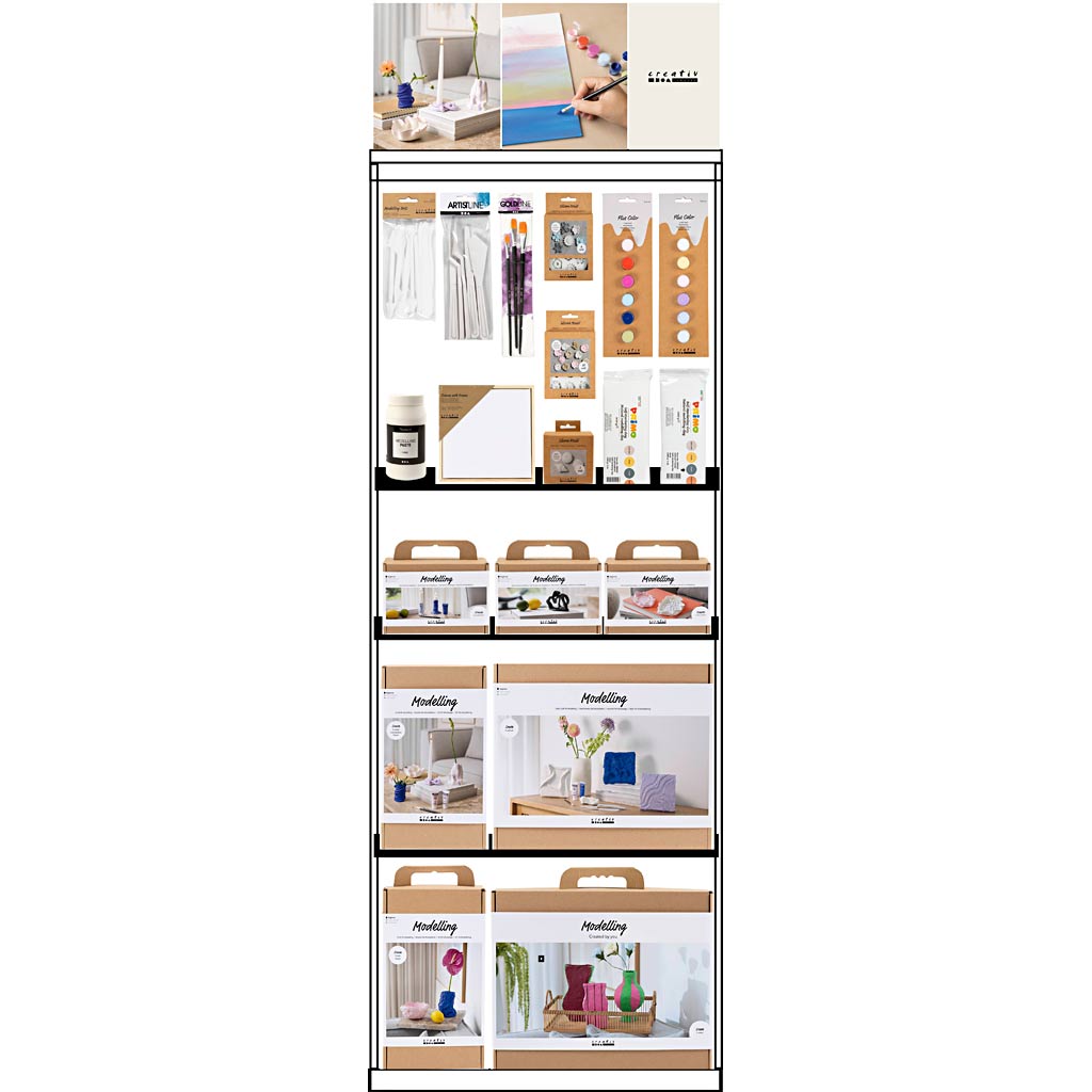 Creativ Company Bodendisplay, zerlegt, Kategorie, selbsthärtender Ton, Erwachsene, H: 1580 mm, L: 600 mm, B: 400 mm, 125 Einheiten. 1 Stück