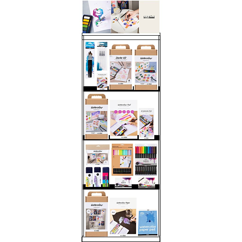 Creativ Company Bodendisplay, montiert, Kategorie, Aquarell, Erwachsene, H: 1580 mm, L: 600 mm, B: 400 mm, 176 Einheiten. 1 Stück