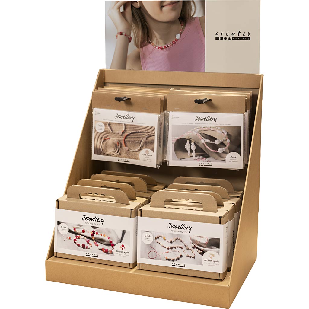 Kleines Thekendisplay der Firma Creativ, Kategorie, Schmuck, Achat und Kristalle, Kinder und Erwachsene, 48 Einheiten. 1 Stück