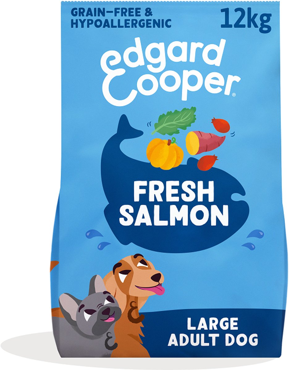 Edgard Cooper Adult Hundefutter für große Hunde, frischer Lachs, 12 kg, hypoallergene Rezeptur mit natürlichen Zutaten, perfekte Ballaststoffbalance