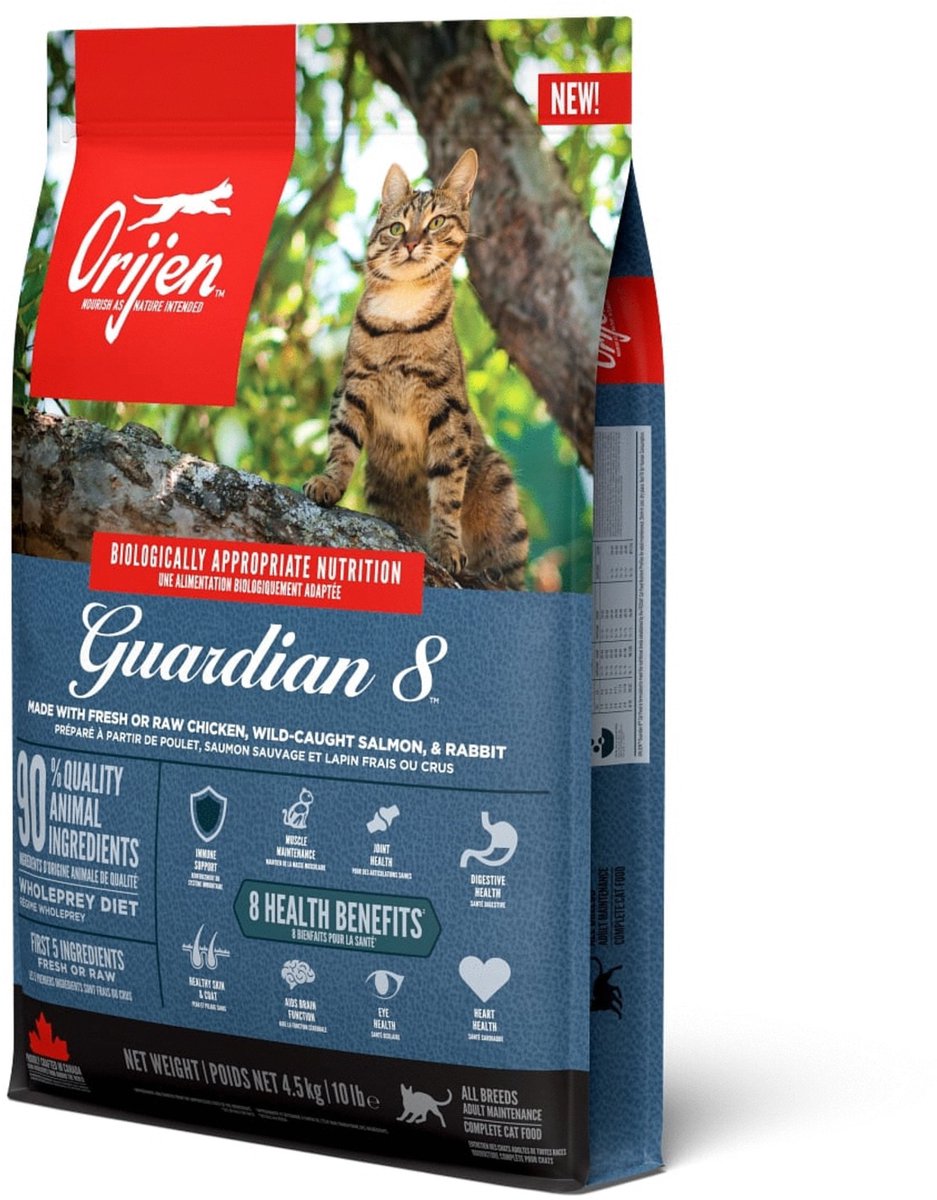 Orijen Guardian 8 Katze Huhn Truthahn Lachs – Katzenfutter – 4,5 kg