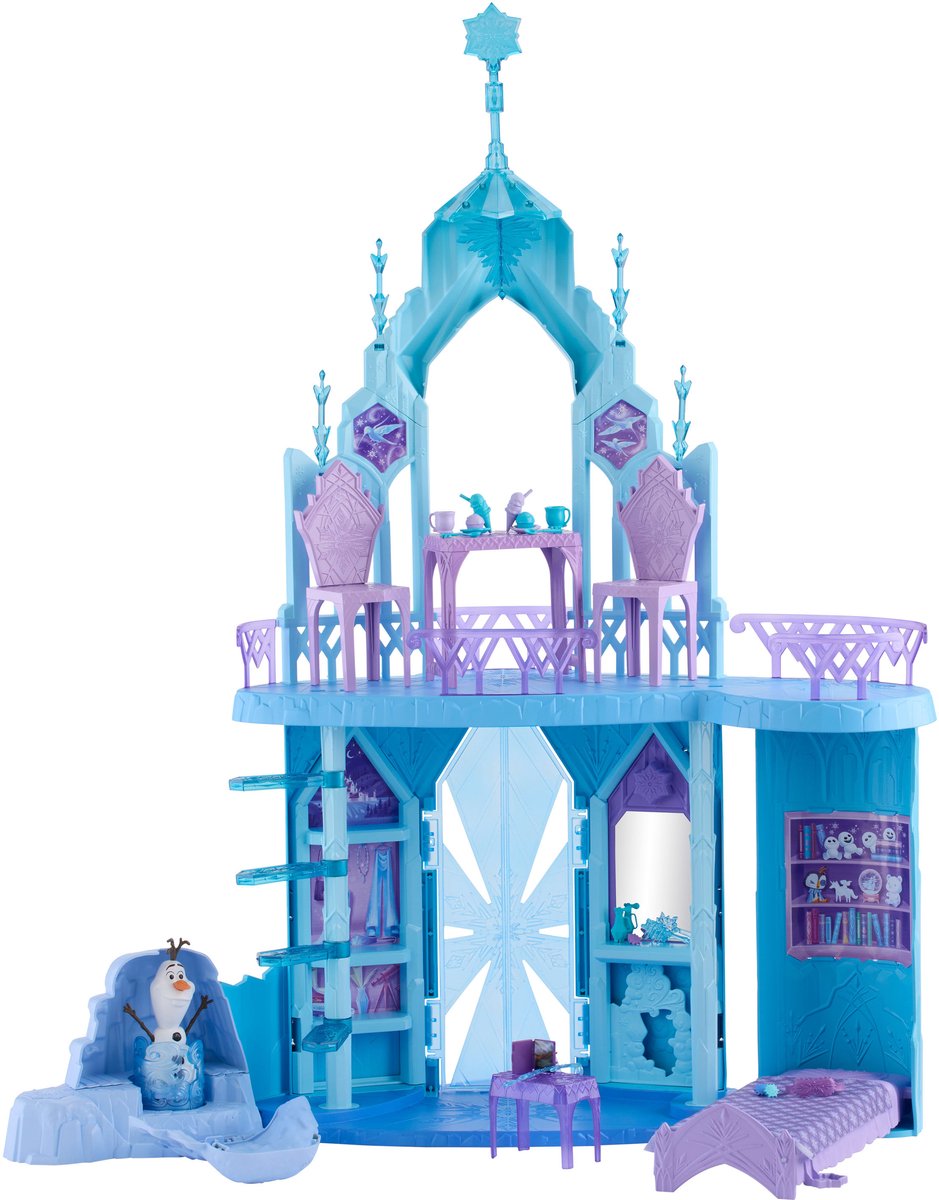 Mattel Disney Frozen Elsas Eispalast – 5 Spielbereiche mit Rutsche, Balkon und Olaf – 75 cm