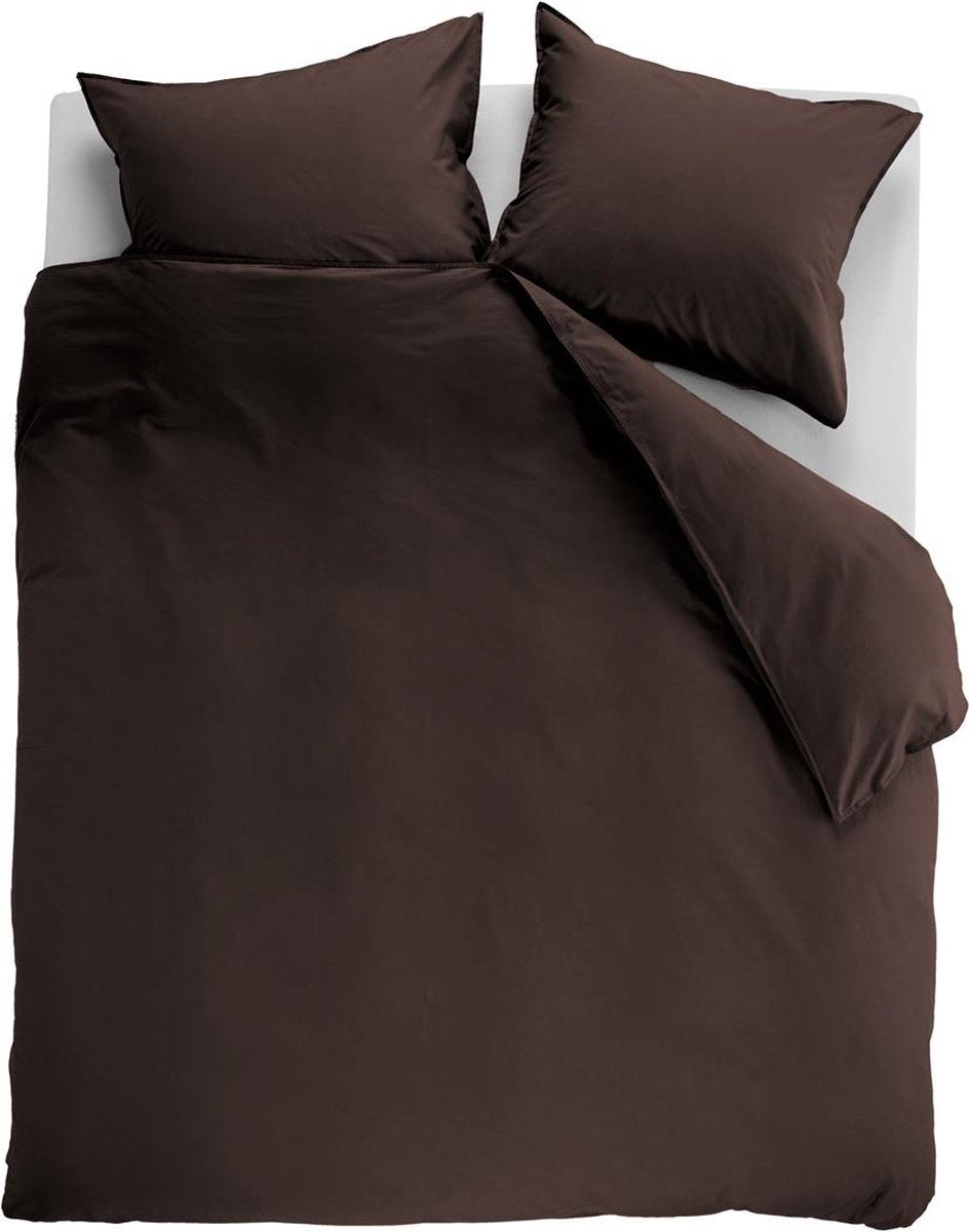 Ambiante cotton uni dekbedovertrek - effen - tweepersoons - 200x200 220 cm - bruin