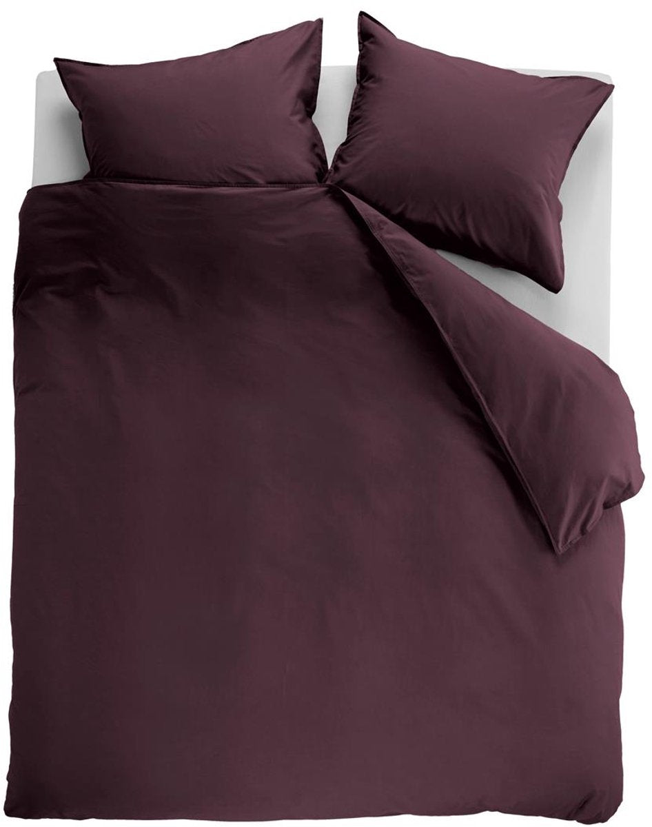 Ambiante cotton uni dekbedovertrek - effen - tweepersoons - 200x200 220 - donker rood