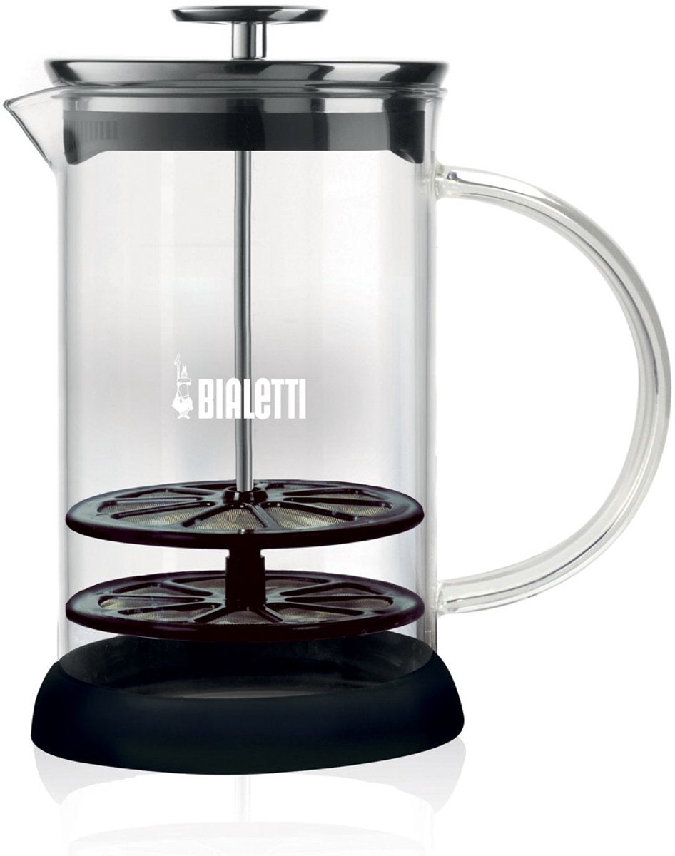 Bialetti Cappuccinatore Milchaufschäumer 330 ml – manueller Milchaufschäumer – Borosilikatglas – für Cappuccino, Latte Macchiato und Kaffeespezialitäten