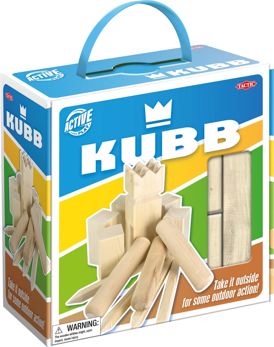 Tactic Kubb – Fang- und Wurfspiel – Original schwedisches Wurfspiel in praktischer tragbarer Box – nachhaltiges Kiefernholz