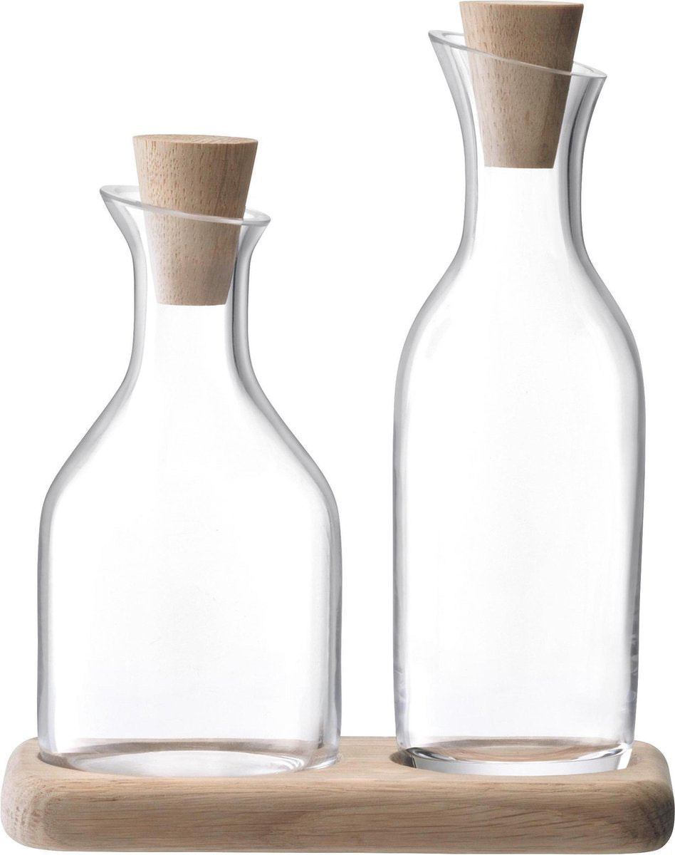 Lsa International L.S.A. Öl-Essig-Set servieren - inkl. Eichenplateau – 15 x 8,5 x 17 cm – Glas