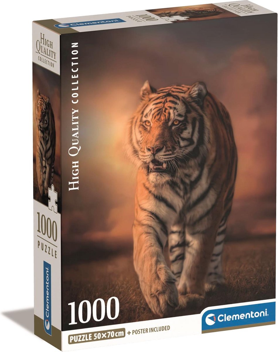 Clementoni Tiger-Puzzle – Tiger-Puzzle – Tierpuzzle 1000 Teile – 70 x 50 cm – für Erwachsene und Kinder ab 14 Jahren