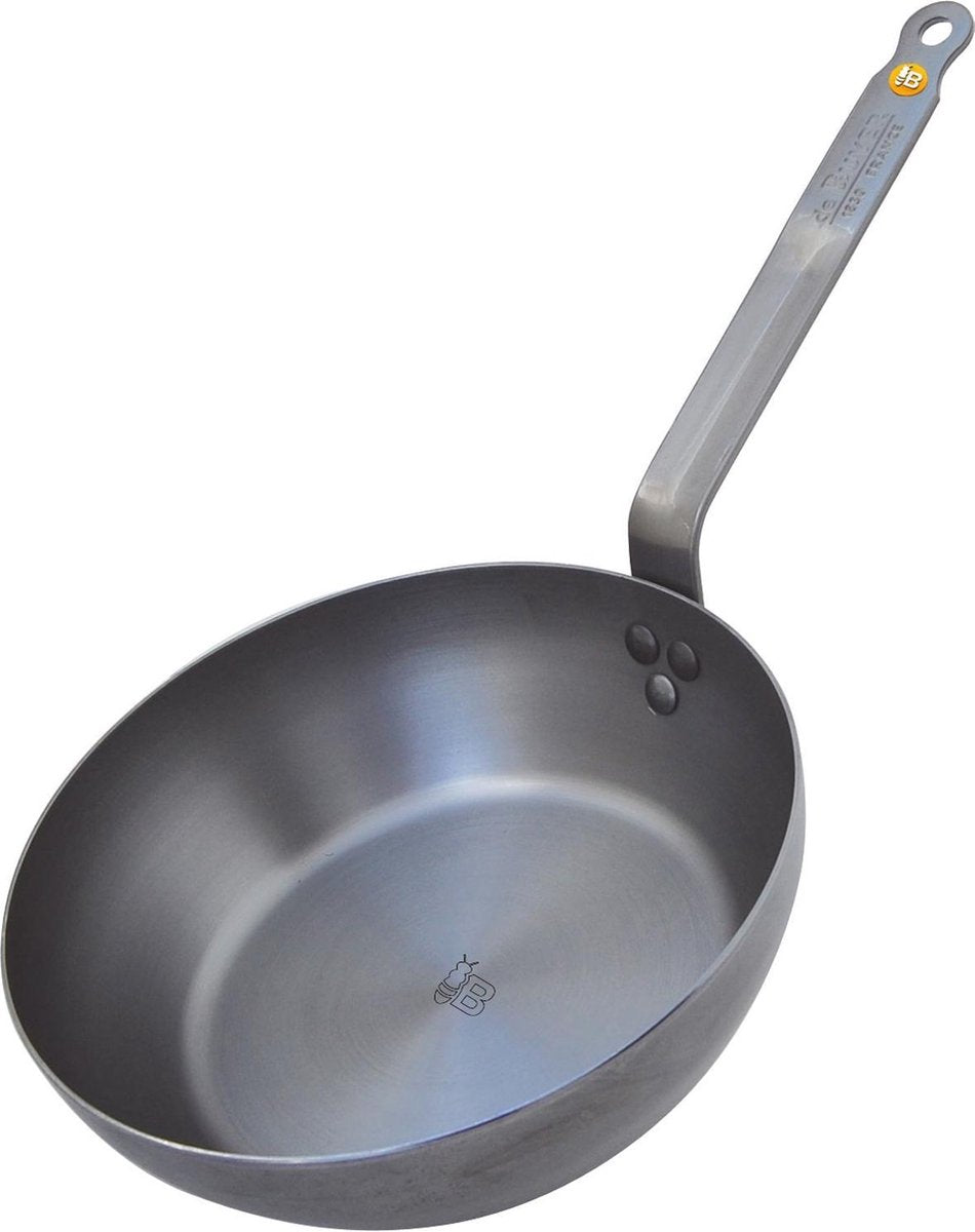 Debuyer de Buyer Mineral B Bratpfanne 24 cm – Stahlblech – PFAS-frei – inklusive hohem Rand – induktionsgeeignet – hergestellt in Frankreich