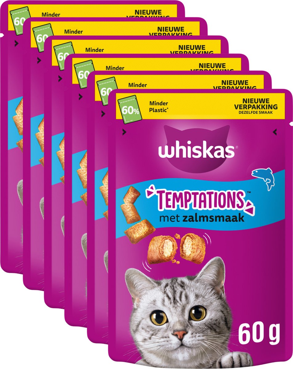 Whiskas Katzensnacks – Leckereien für Versuchungen – Lachs – 6 x 60 g