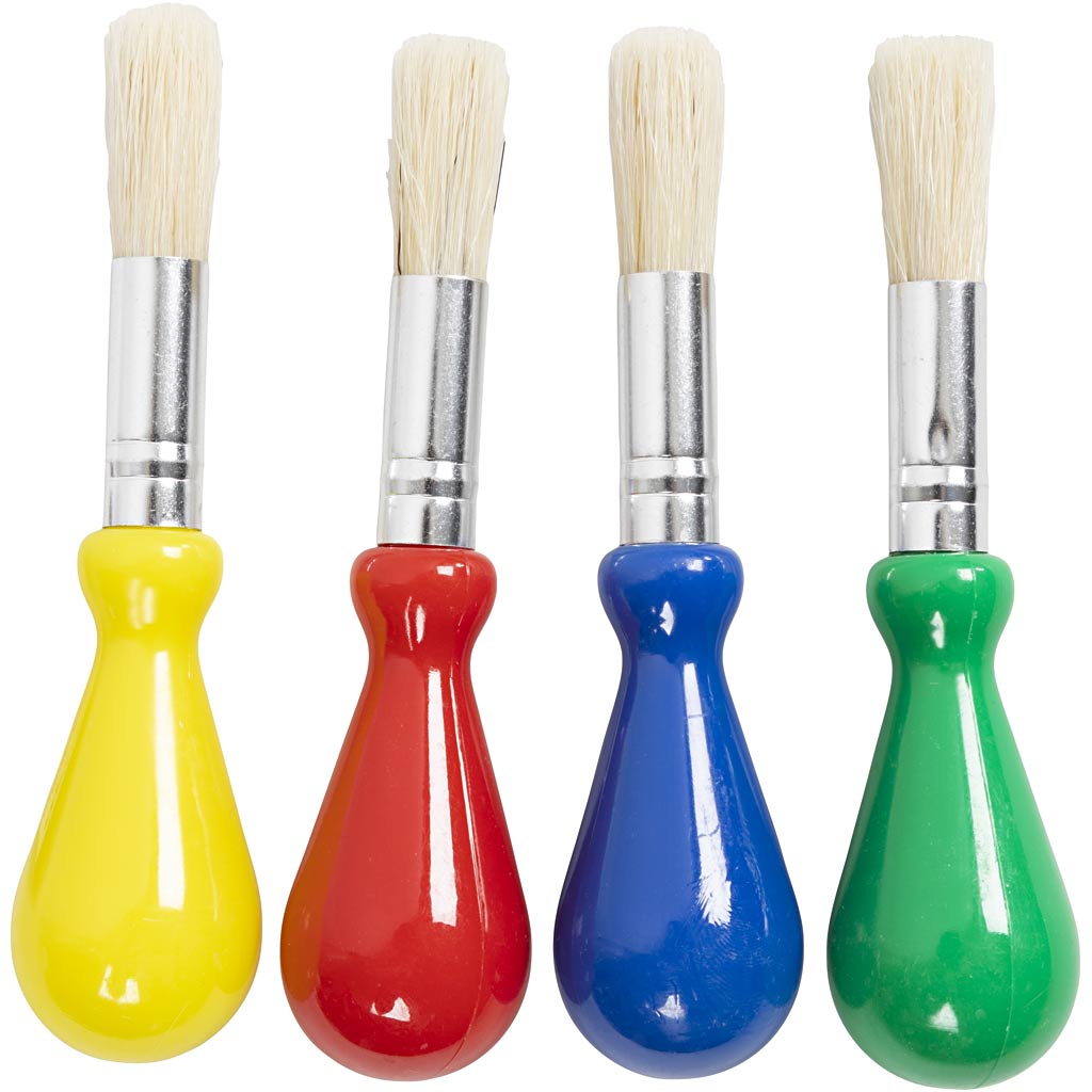 Creativ Company Kinderpinsel, L: 11,5 cm, T 13 mm, B: 11 mm, rund, 4 Stück 1 Box