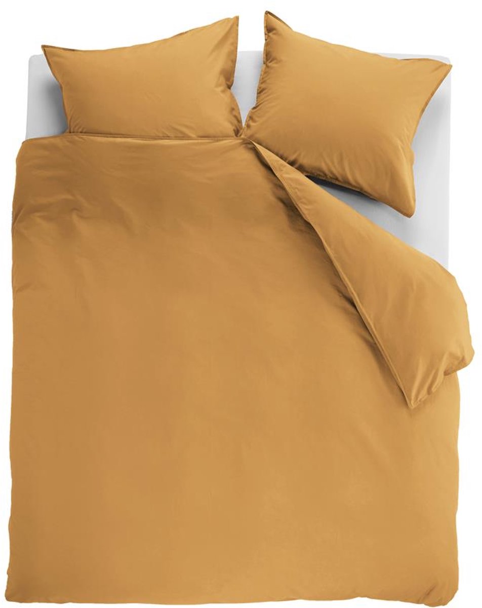 Ambiante cotton uni dekbedovertrek - effen - lits-jumeaux - 240x200 220 cm - oker