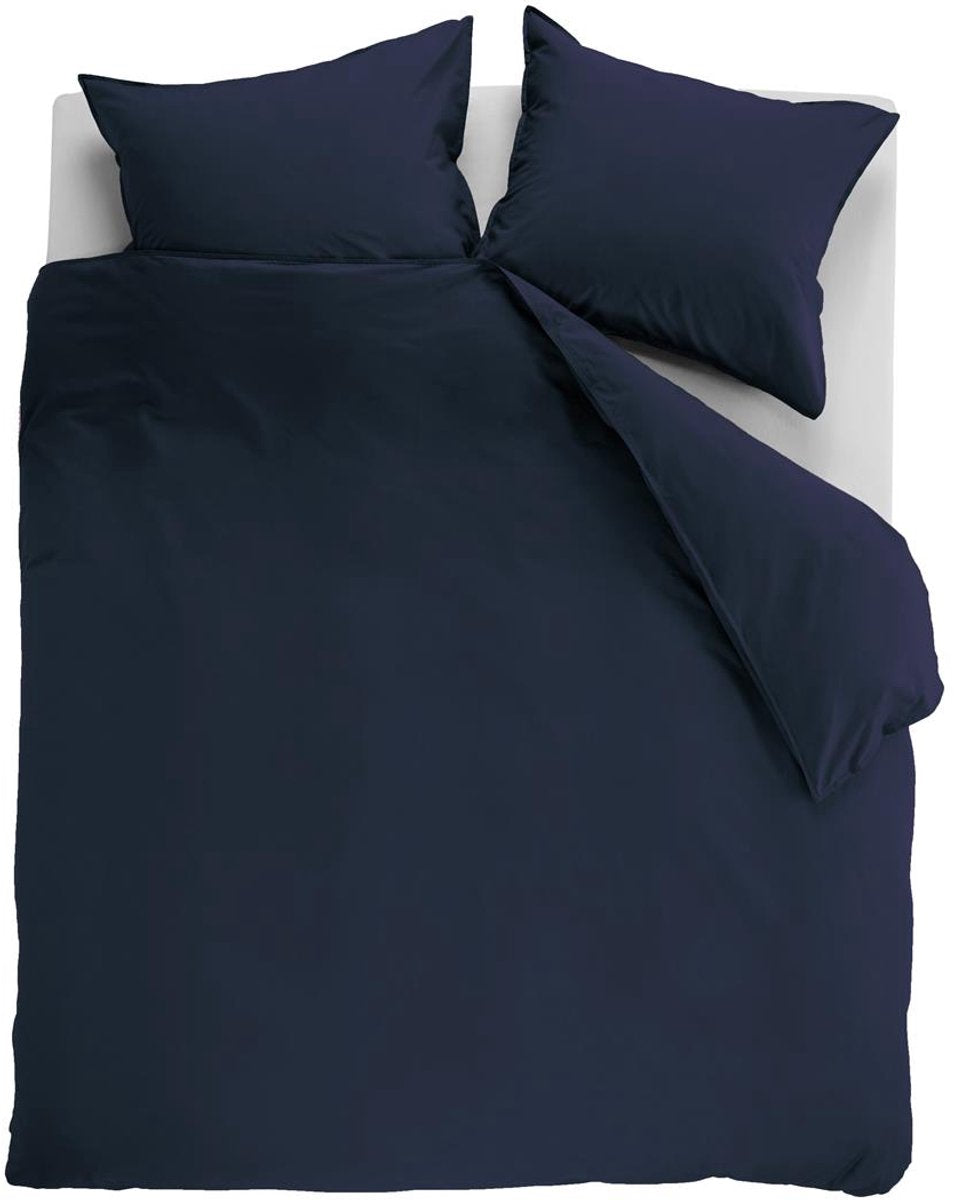 Ambiante cotton uni dekbedovertrek - effen - lits-jumeaux xl - 260x200 220 cm - donker blauw