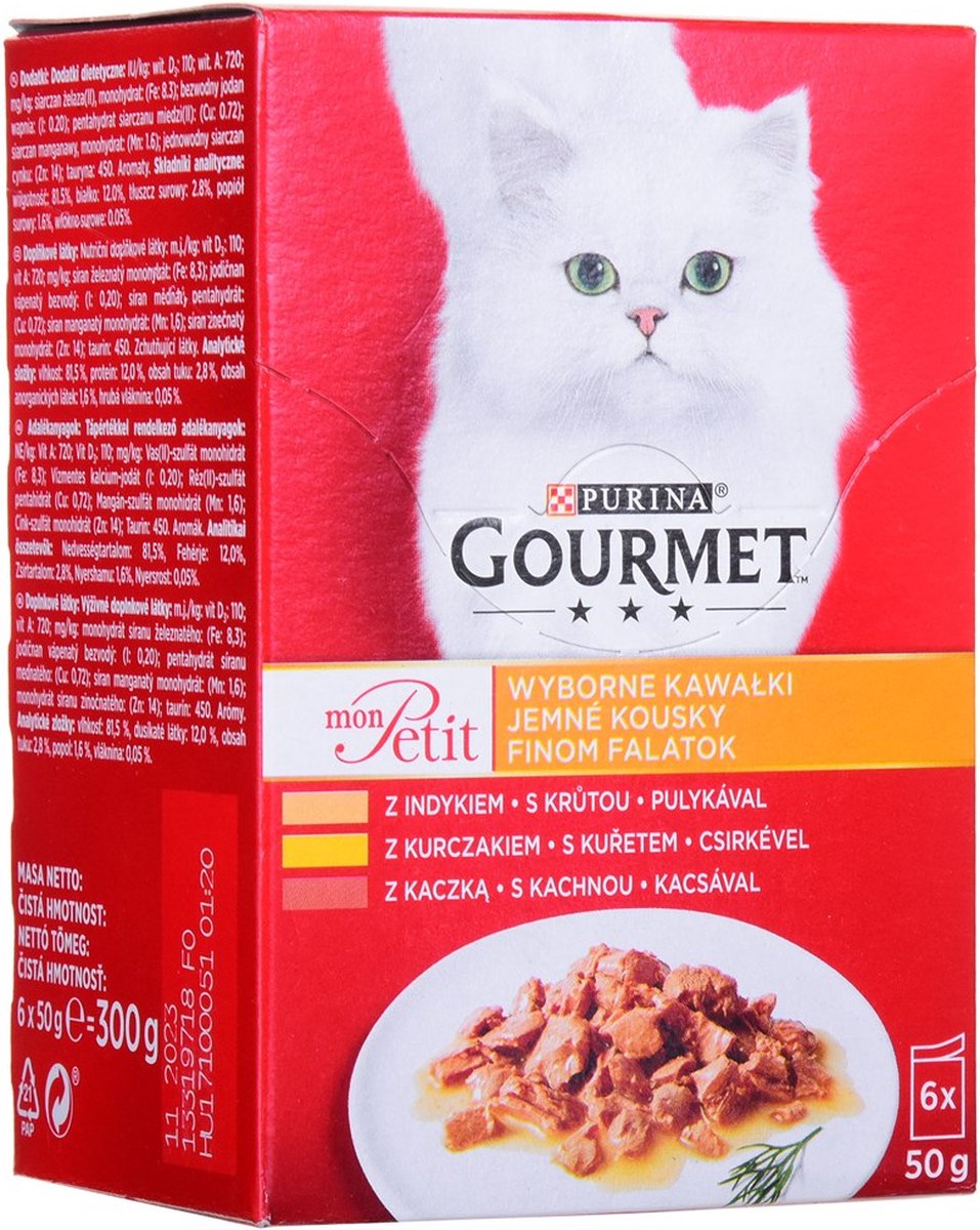 Purina Katzenfutter Gourmet Huhn Pfau Ente 6 x 50 g