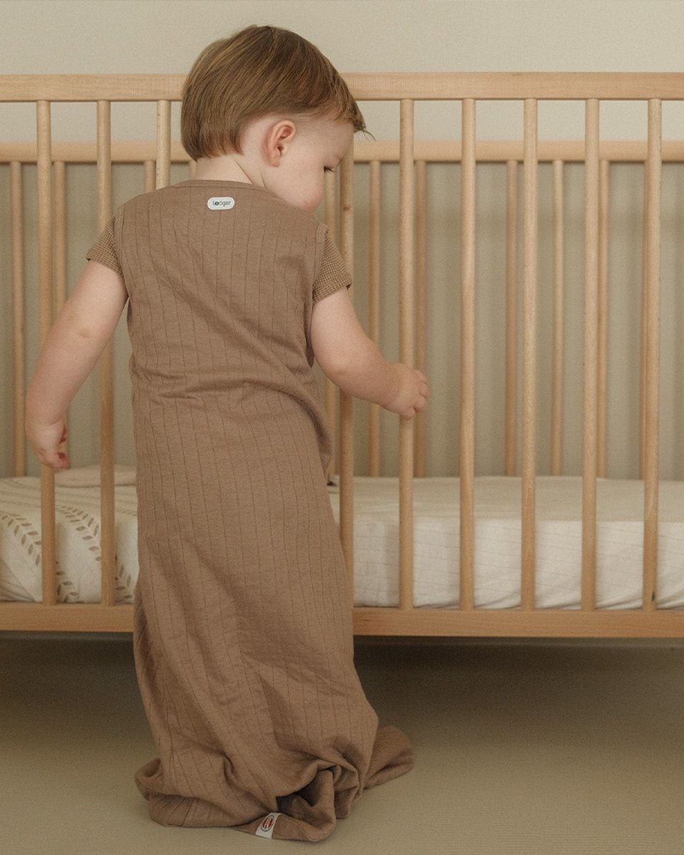 Lodger hopper - hydrofiele slaapzak baby - bruin - 0.3 tog - 98cm - biologisch katoen - zomerslaapzak babyslaapzak