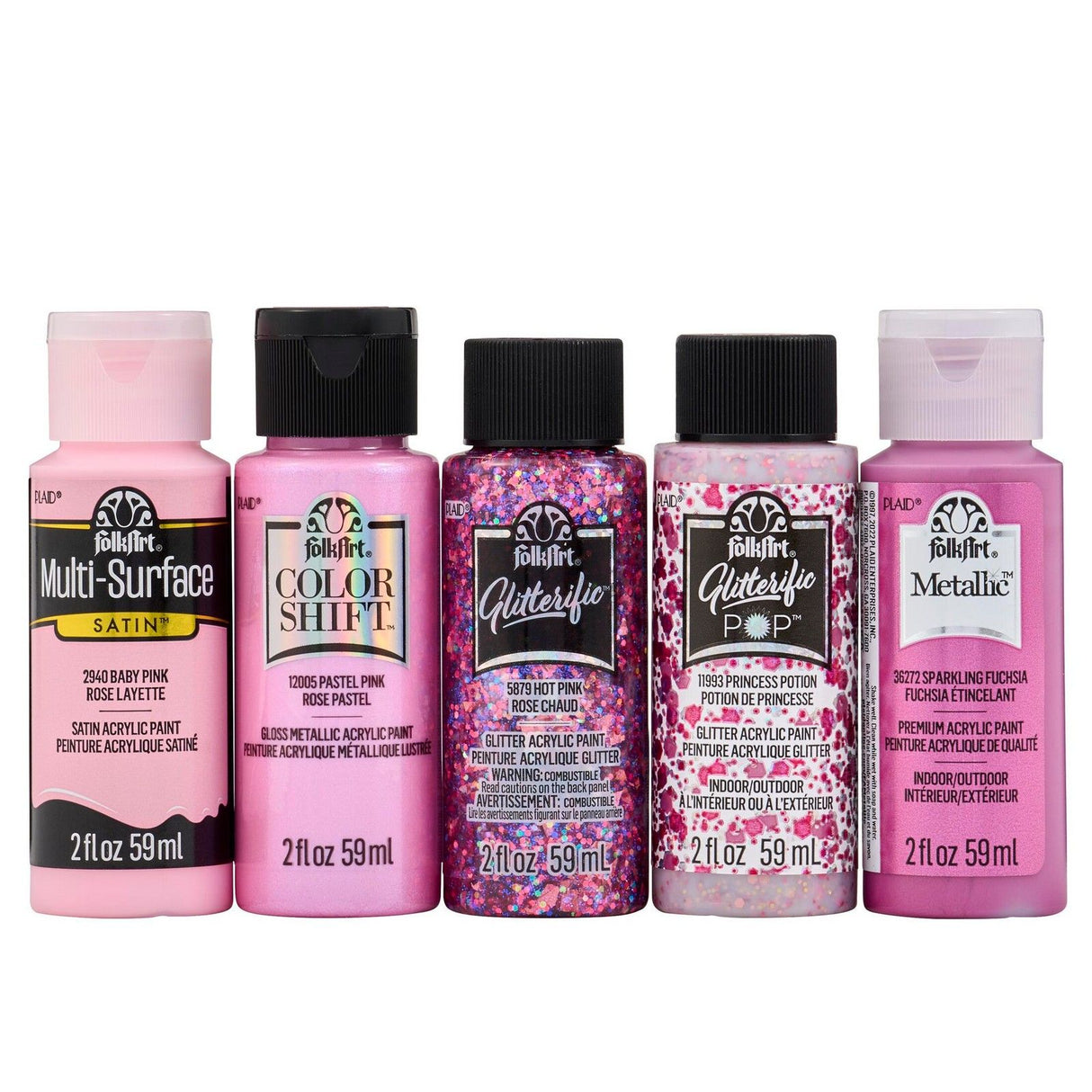 Folkart • Acrylfarben-Farbset, bestes Pink-Metallic, 5-tlg