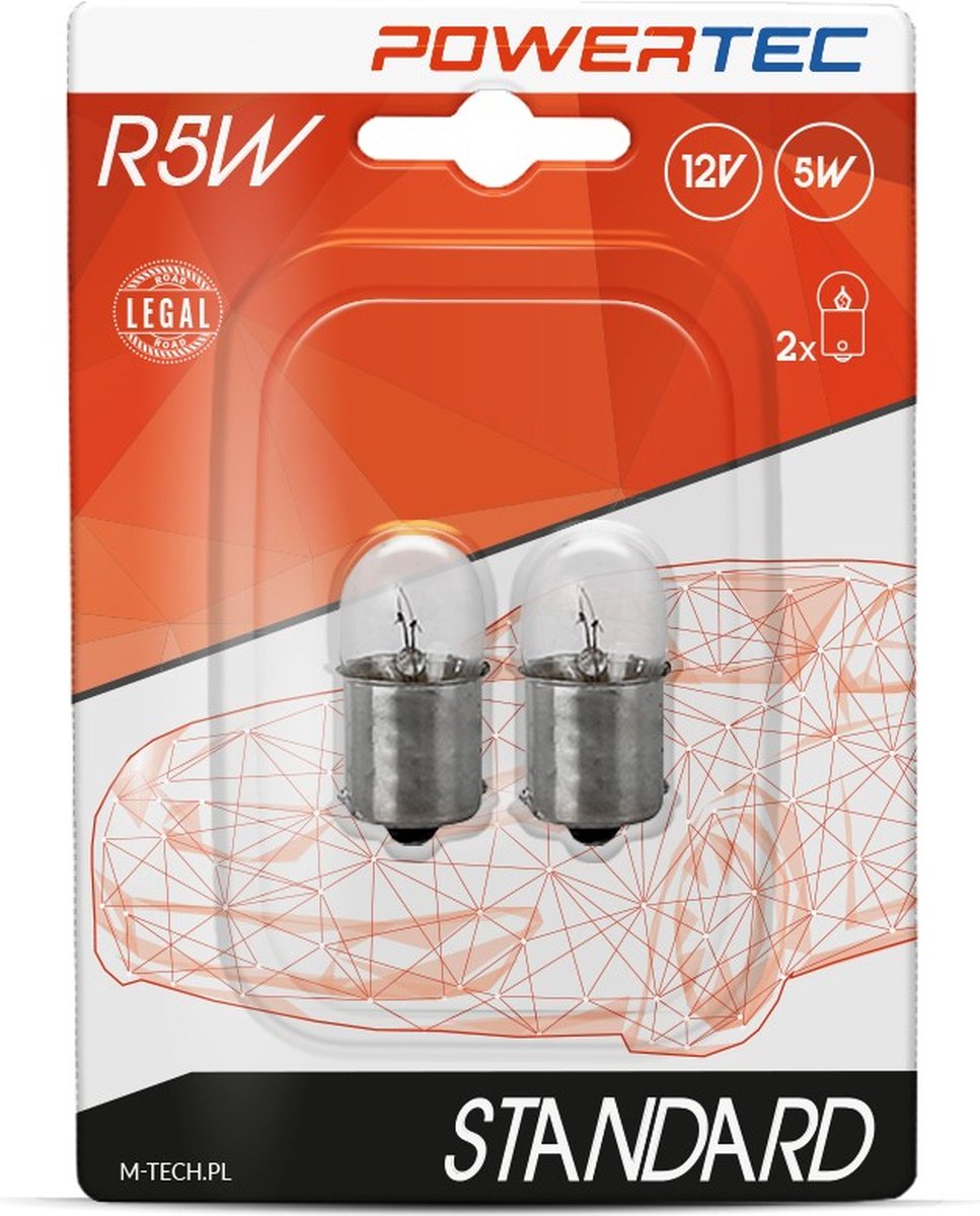 M-Tech Powertec R5W 12 V 5 W – Standard – klar – Set (Blisterverpackung)