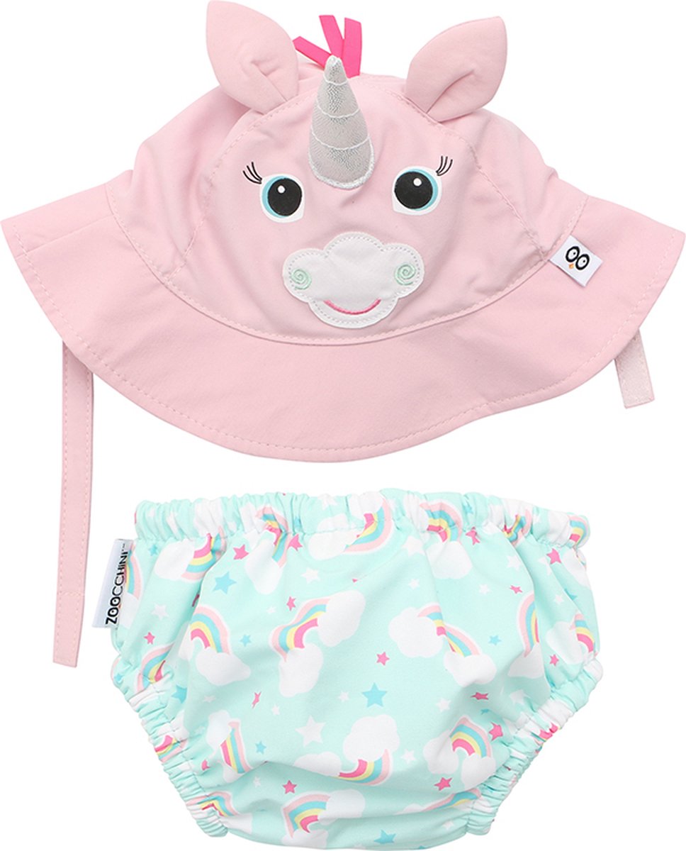 Zoocchini – UV-Schwimmwindel und Sonnenhut – Allie the Alicorn – mittel – 6–12 Monate