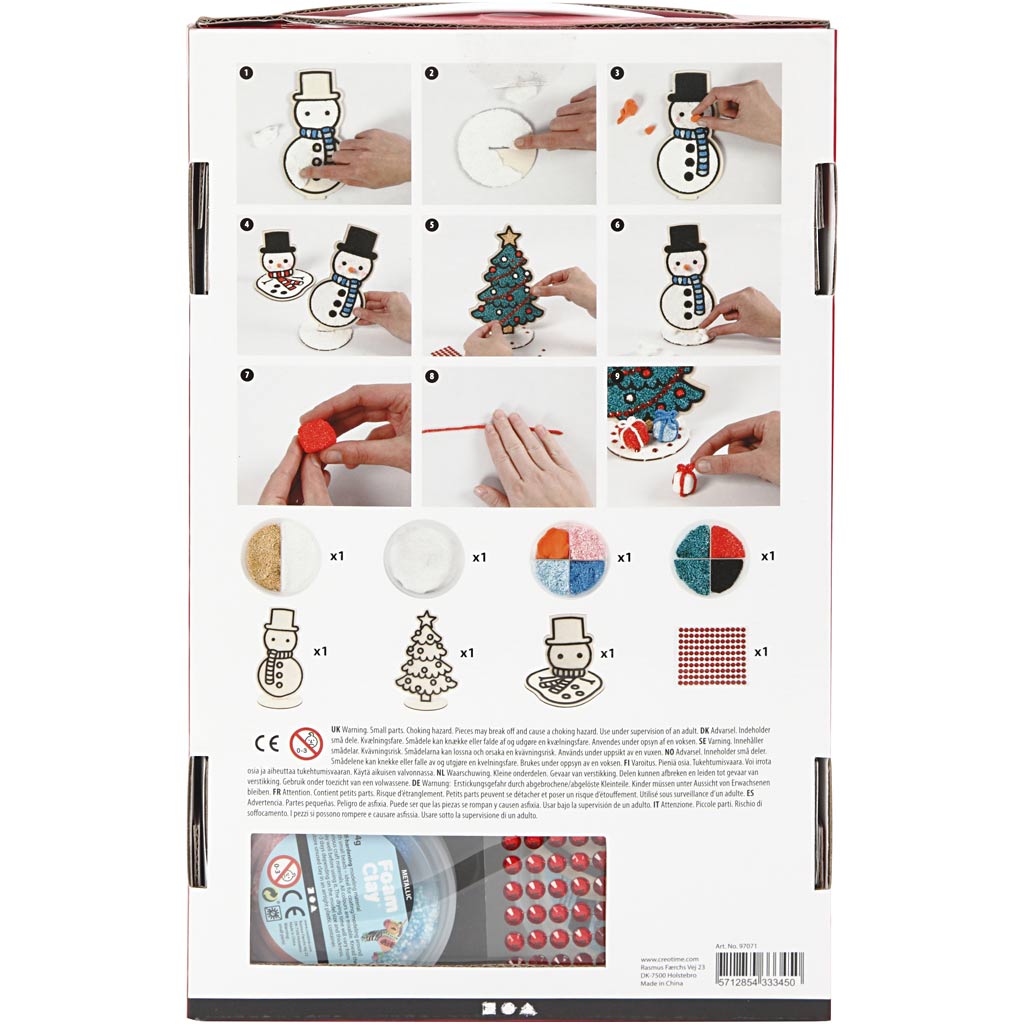Schaumton-Schneemann mit Weihnachtsbaum, 1 Set