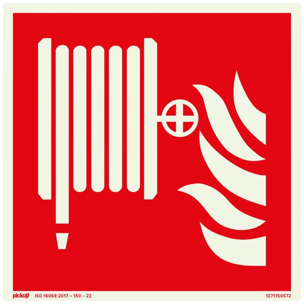 Feuerwehrschlauchschild ftlm - 150x150 mm selbstklebend.