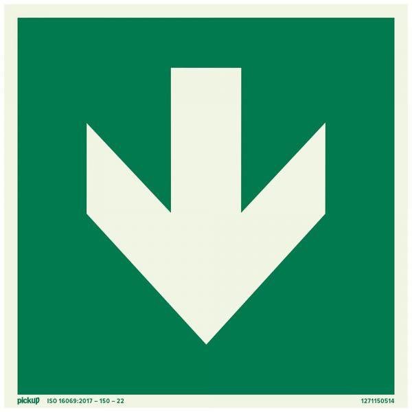Schild Richtungspfeil (grün) ftlm - 150x150 mm selbstklebend.
