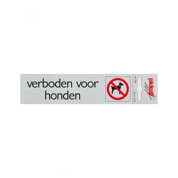 Aluminiumschild Hunde verboten - 165x44 mm selbstklebend.