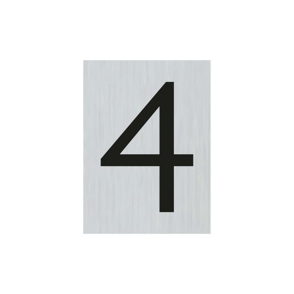 Aluminiumschild Nummer 4 - 44x60 mm selbstklebend.