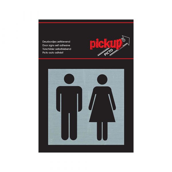 Aluminiumschild für Damen und Herren - 80x80 mm selbstklebend.
