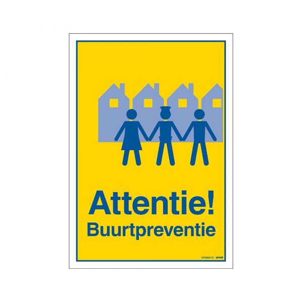 Hinweisschild zur Nachbarschaftsprävention – 230 x 330 mm.