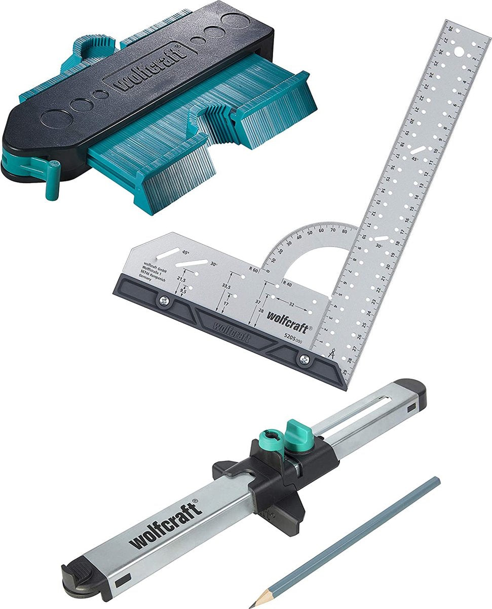 Wolfcraft - Laminat-Verlegeset - Konturschablone - Laminat-Monteur - Quadratisch - 6976000