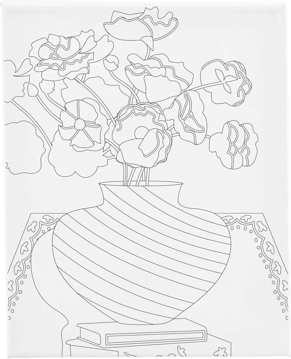 Creativ Company Gemäldeleinwand mit Aufdruck Blumenstrauß in Vase – 24 x 30 cm